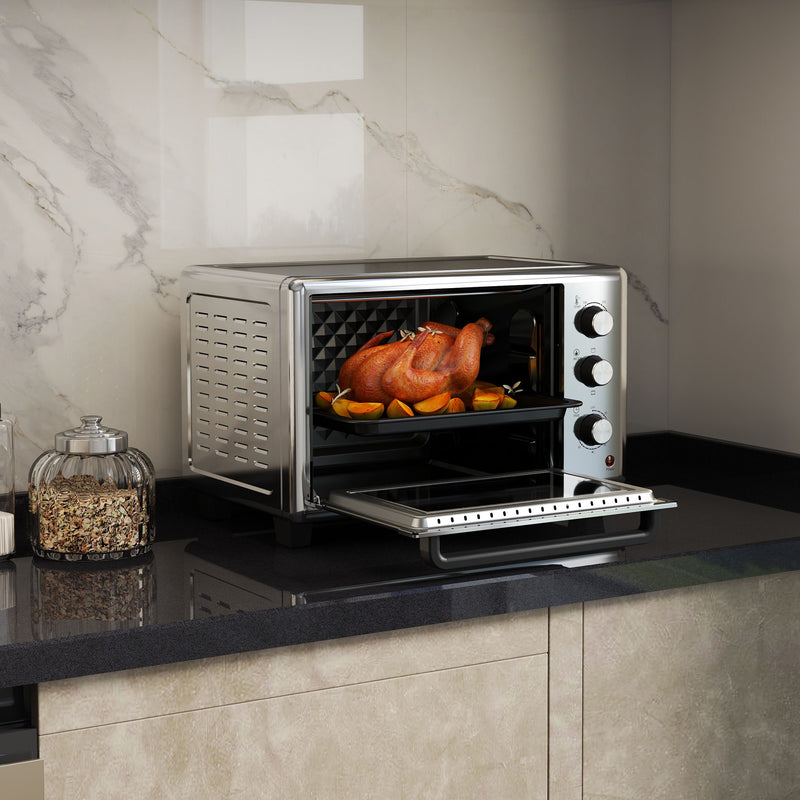 30L Mini Electric Oven with Adjustable Temperature and Accessories for Small Kitchens Silver