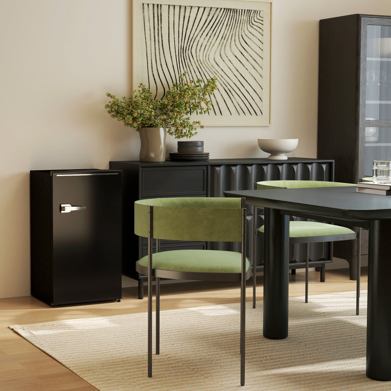 Black 85L Retro Under Counter Fridge with Chiller Box and Glass Shelves by HOMCOM