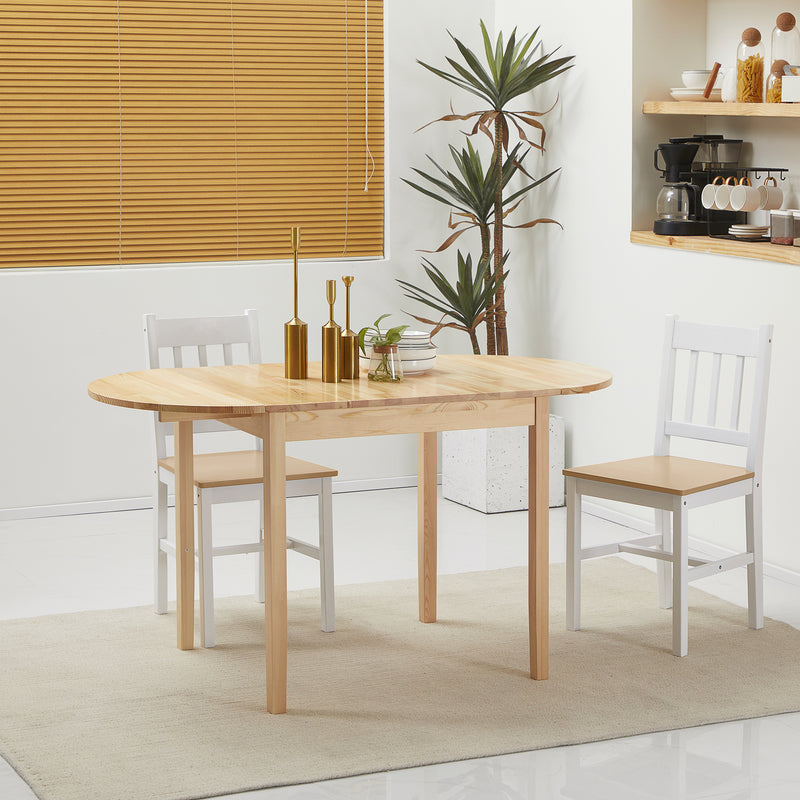 Natural Wooden Drop-Leaf Dining Table Seats 4-6 by HOMCOM