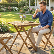 Small Folding Garden Table for Easy Outdoor Dining and Entertaining, Natural Acacia Wood Outsunny