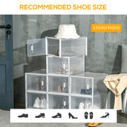 8 Piece Clear Stackable Plastic Shoe Storage Boxes with Magnetic Door for Sizes up to 12 by HOMCOM