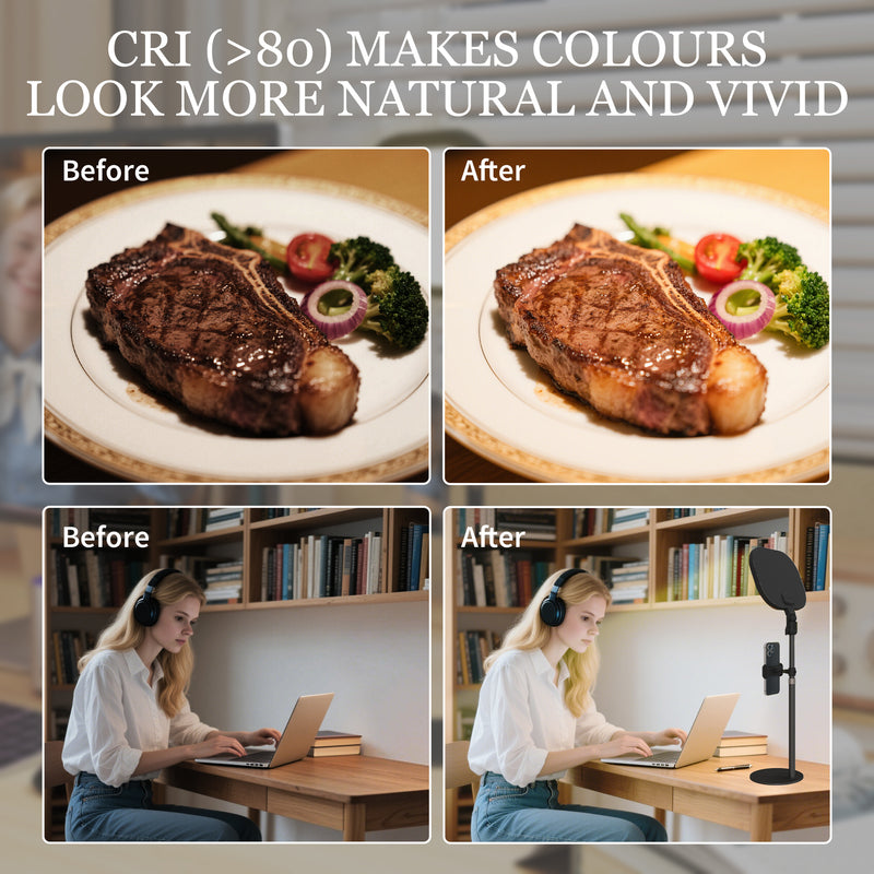 Black Dimmable Selfie Desk Lamp With Phone Holder For Video Calls And Home Office AOSOM