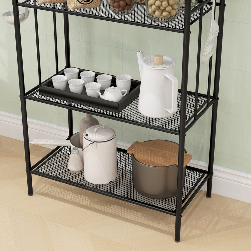 Five Tier Steel Kitchen Storage Shelf Unit With Sturdy Frame For Home Organisation Black