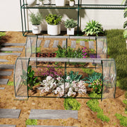 Set of 2 Clear Tunnel Greenhouses with Roll-up Door Steel Frame and Plastic Cover by Outsunny