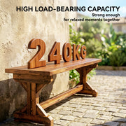 Wood Garden Bench for Two with Backless Design and Weather Resistant Finish Carbonised Outsunny