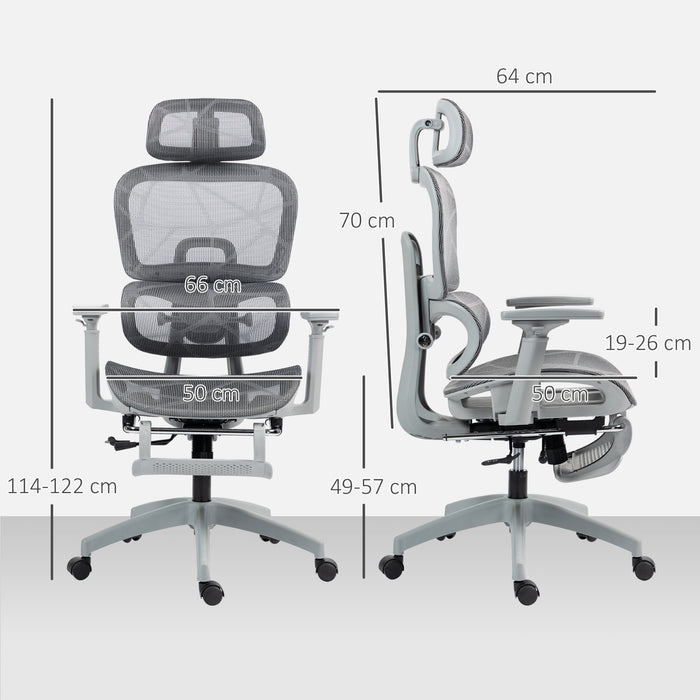 Grey Adjustable Ergonomic Mesh Office Chair for All Day Comfort by HOMCOM