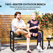 Grey Black Two Seater Rattan Garden Bench Weather Resistant by Outsunny