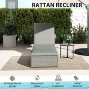 Rattan Sun Lounger with Adjustable Backrest and Padded Seat for Garden Relaxation, Light Grey Outsunny