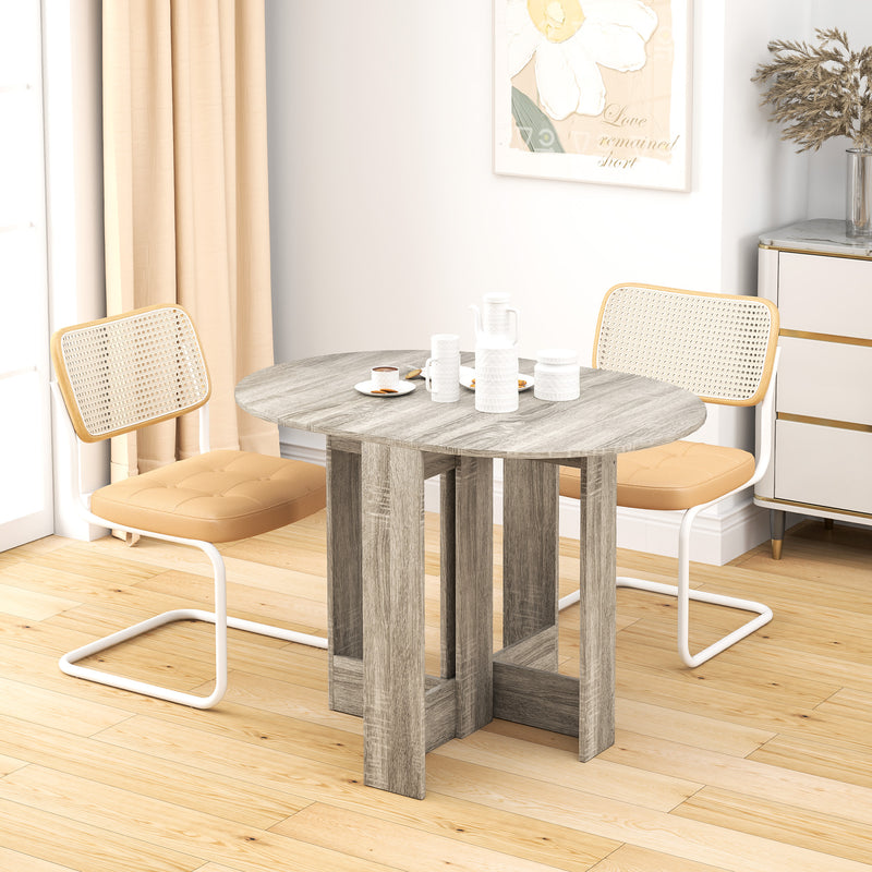 Grey Drop Leaf Dining Table for Small Kitchens and Dining Rooms, Space Saving Design by HOMCOM