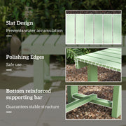 Wooden Backless Garden Bench for Outdoor Seating with Slatted Seat Design Light Green AOSOM