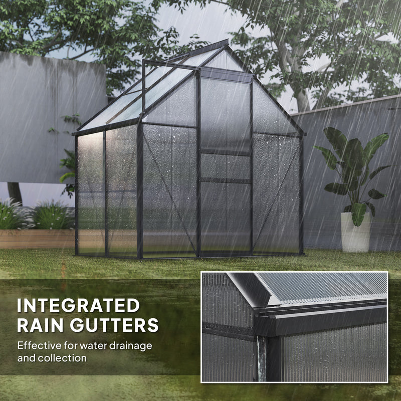 Walk-In Polycarbonate Greenhouse 192 x 131cm Weather Resistant Garden Grow House by Outsunny