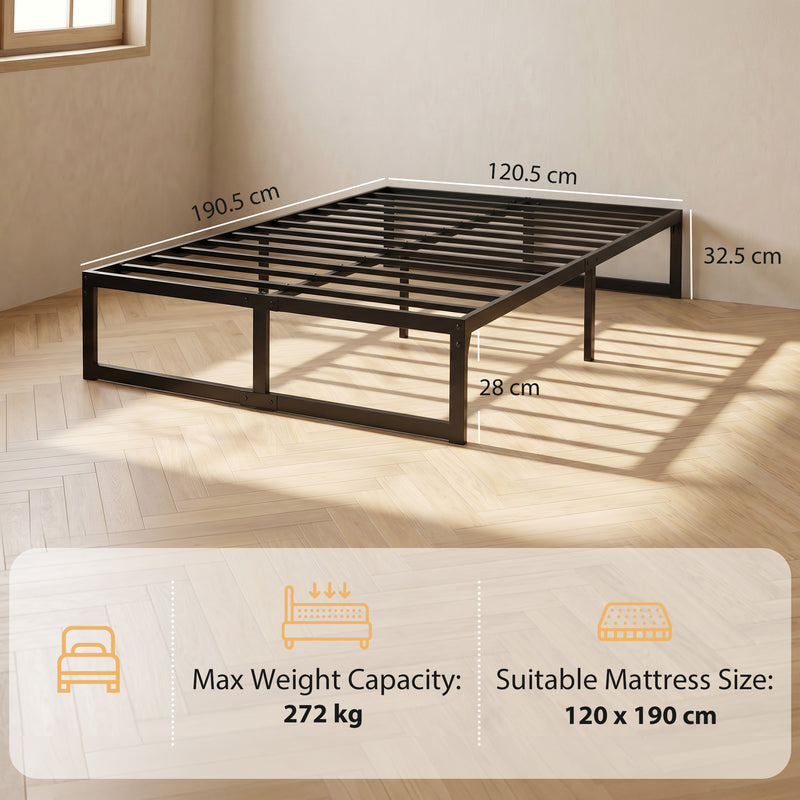 Small Double Bed Frame with Underbed Storage Space for Compact Bedrooms Black