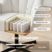 Accent Swivel Chair with Curved Back and Padded Seat for Bedroom or Lounge Cream White Homcom