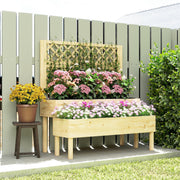2 Tier Wooden Raised Garden Bed with Trellis for Easy Planting and Climbing Support, Natural Wood Finish Outsunny