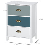 Set of 2 Bedside Tables with 3 Drawers Ideal for Bedroom or Living Room Grey and Blue AOSOM