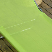 Green Folding Sun Loungers Set of 2 with Reclining Backs and Pillows for Patio or Beach