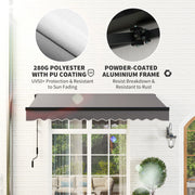 Dark Grey 2.5 x 2m Electric Awning with LED Light Remote Control and UV50+ Canopy by Outsunny