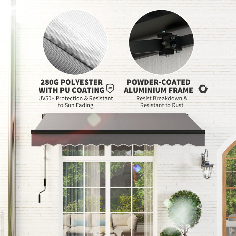 Dark Grey 2.5 x 2m Electric Awning with LED Light Remote Control and UV50+ Canopy by Outsunny