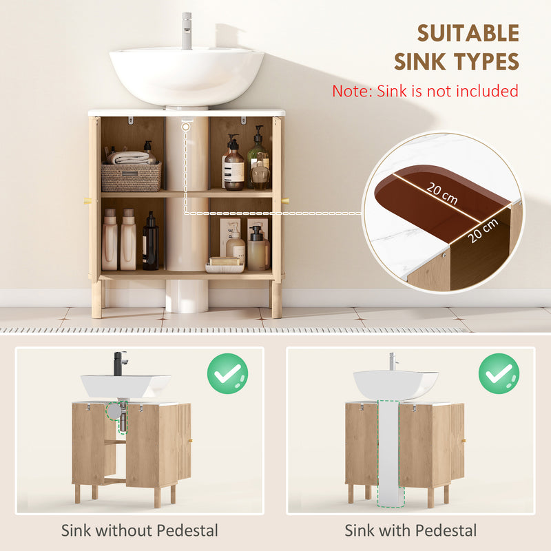 Under Sink Bathroom Cabinet for Pedestal Basin with Storage Shelf Space Oak