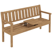 Wooden Garden Bench with Lift-Up Table and Hidden Storage for Outdoor Seating Teak AOSOM