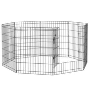 8 Panel Dog Playpen with Door for Small Pets Ideal for Indoor and Outdoor Use Black