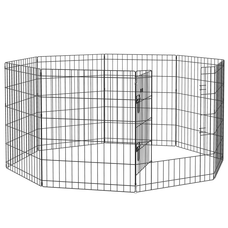 8 Panel Dog Playpen with Door for Small Pets Ideal for Indoor and Outdoor Use Black