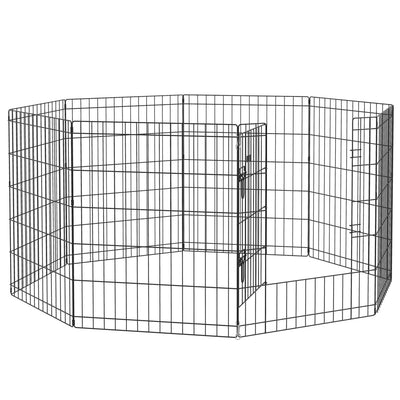8 Panel Dog Playpen with Door for Small Pets Ideal for Indoor and Outdoor Use Black