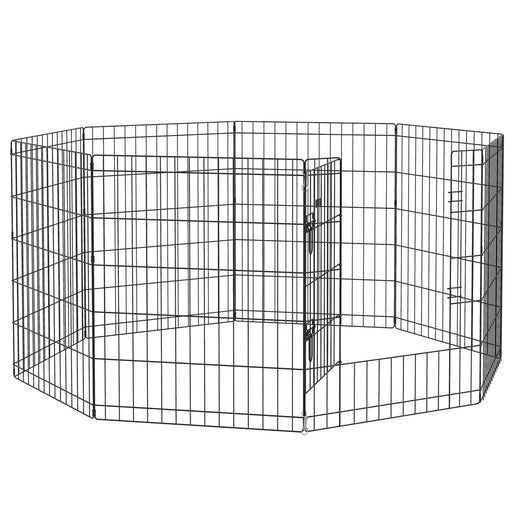 8 Panel Dog Playpen with Door for Small Pets Ideal for Indoor and Outdoor Use Black