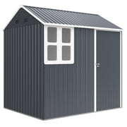Dark Grey 7 x 6ft Galvanised Garden Shed with Window and Secure Latch by Outsunny
