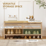 Shoe Storage Bench with Drawers and Cushioned Seat for Organised Hallways Oak and Cream Homcom