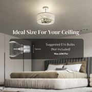 Modern Crystal Ceiling Light with Semi Flush Mount and 3 E14 Bulbs for Living Room, Silver