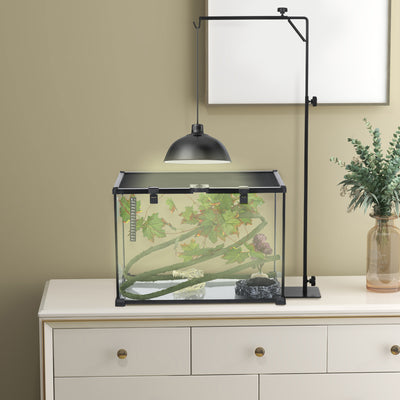 Adjustable Reptile Lamp Stand with Hook and Stable Base for Terrariums Black AOSOM
