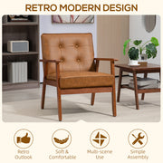 Set of 2 Retro Style Accent Chairs Faux Leather Seat Brown by HOMCOM