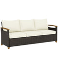 3 Seater Brown Rattan Garden Sofa with Deep Cushions & Removable Covers Outsunny
