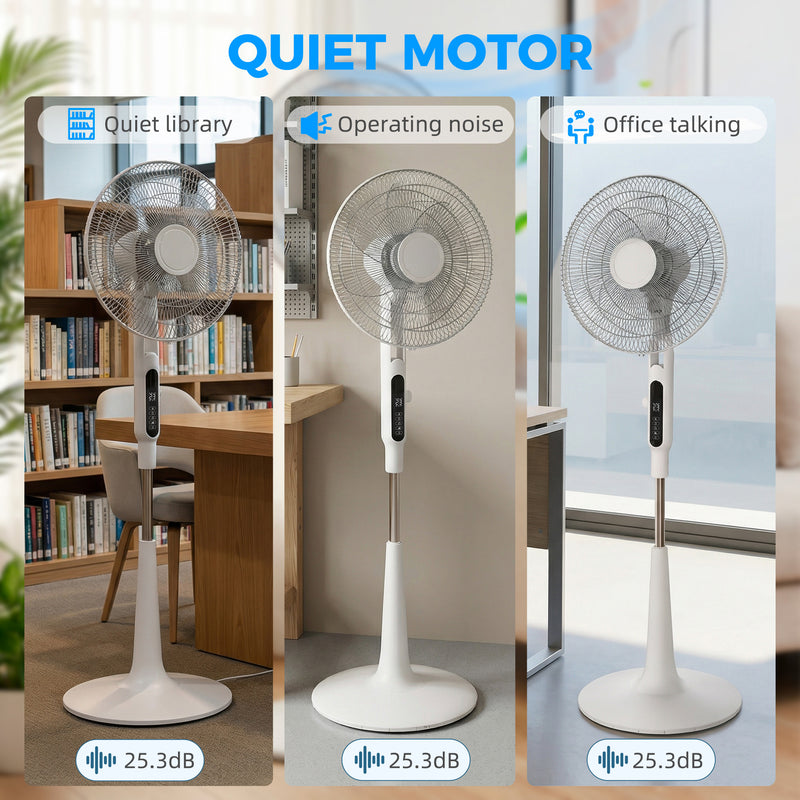 Pedestal Fan with Insect Repellent Slot and Quiet Cooling for Bedrooms and Living Rooms White AOSOM