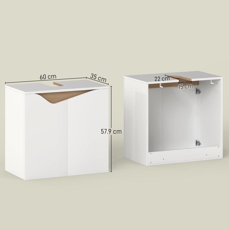 White Under Sink Bathroom Cabinet With Soft Close Doors Ideal For Pedestal Free Basins