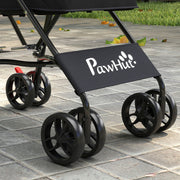 Pet Stroller for Small Dogs or Cats with Foldable Frame and Secure Leash Black AOSOM
