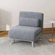 Grey Velvet Feel Single Sleeper Chair Comfortable Space Saving Design by HOMCOM