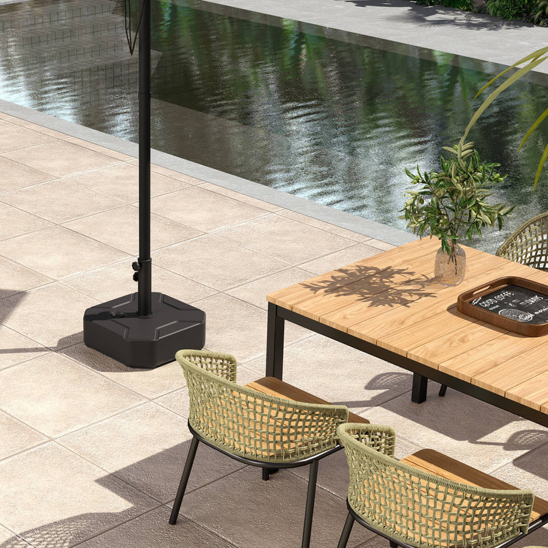 Square Garden Parasol Base Heavy Duty Umbrella Stand Holds Up to 25kg Black by Outsunny