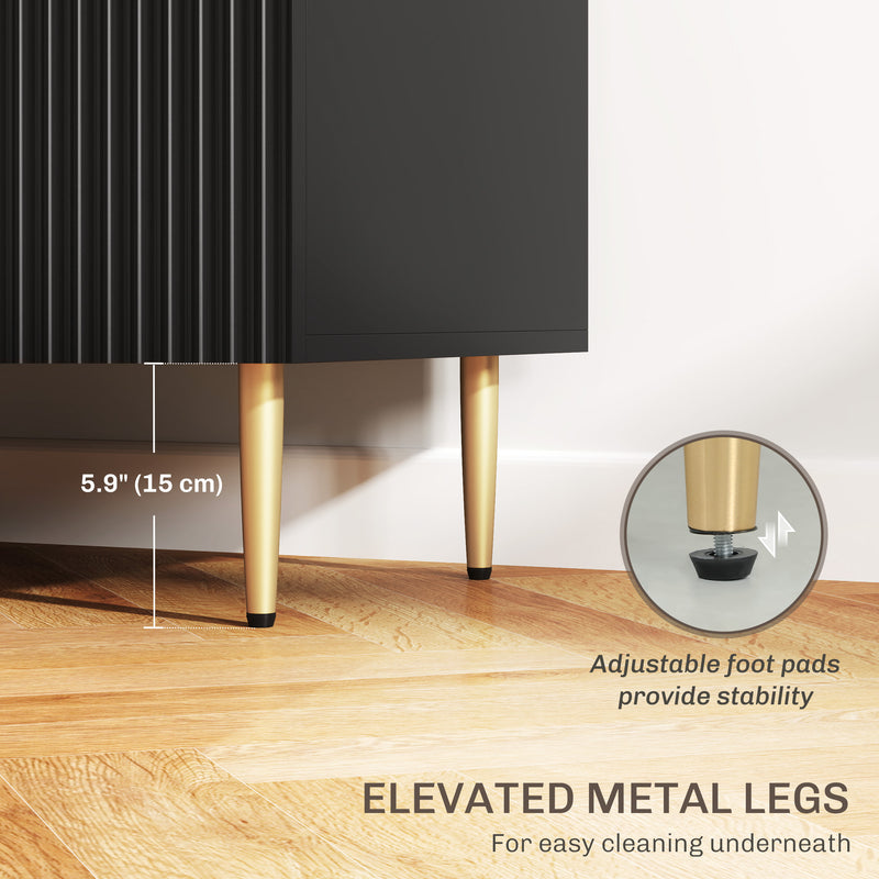 2 Door Sideboard with 3 Drawers and Adjustable Storage Shelves for Home Organisation Black