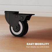 Folding Dining Table with Storage and Wheels for Small Spaces White Natural AOSOM