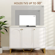White 3 Door Sideboard Storage Cabinet with Adjustable Shelves and Modern Design