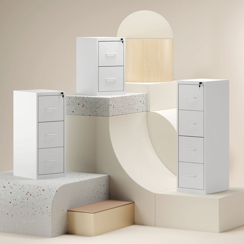 White Four Drawer Steel Filing Cabinet for Home or Office by HOMCOM