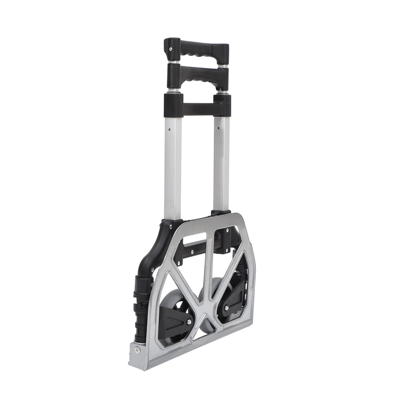 Folding Trolley Cart for Easy Home and Office Moving with Adjustable Handle Silver Tone