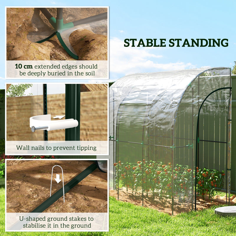 Walk In Lean To Greenhouse 214cm x 118cm with Shelves Ideal for Small Gardens Green