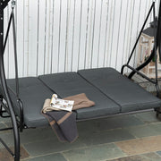 2 in 1 Garden Swing Chair and Hammock Day Bed with Adjustable Canopy Folds Flat for Outdoor Relaxing, Dark Grey Outsunny
