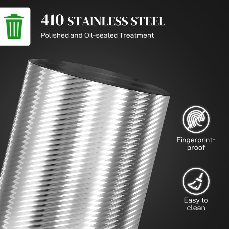 20L Stainless Steel Kitchen Bin With Soft Close Lid Ideal For Home Use, Silver