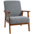 Grey Boucle Armchair with Wide Seat and Wooden Frame for Living Room or Bedroom by Homcom