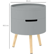 Grey 3 Tier Round Coffee Table with Hidden Storage and Detachable Tray by HOMCOM