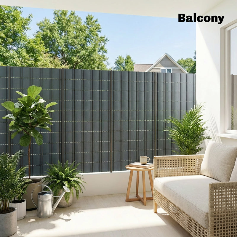 Garden Privacy Screen Fence for Wind and Sun Protection Waterproof PVC Grey AOSOM
